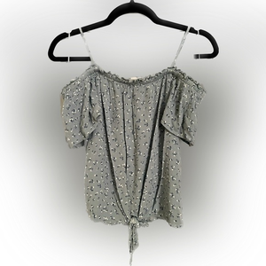 Green Floral‎ Off the Shoulder Crop Top Size M